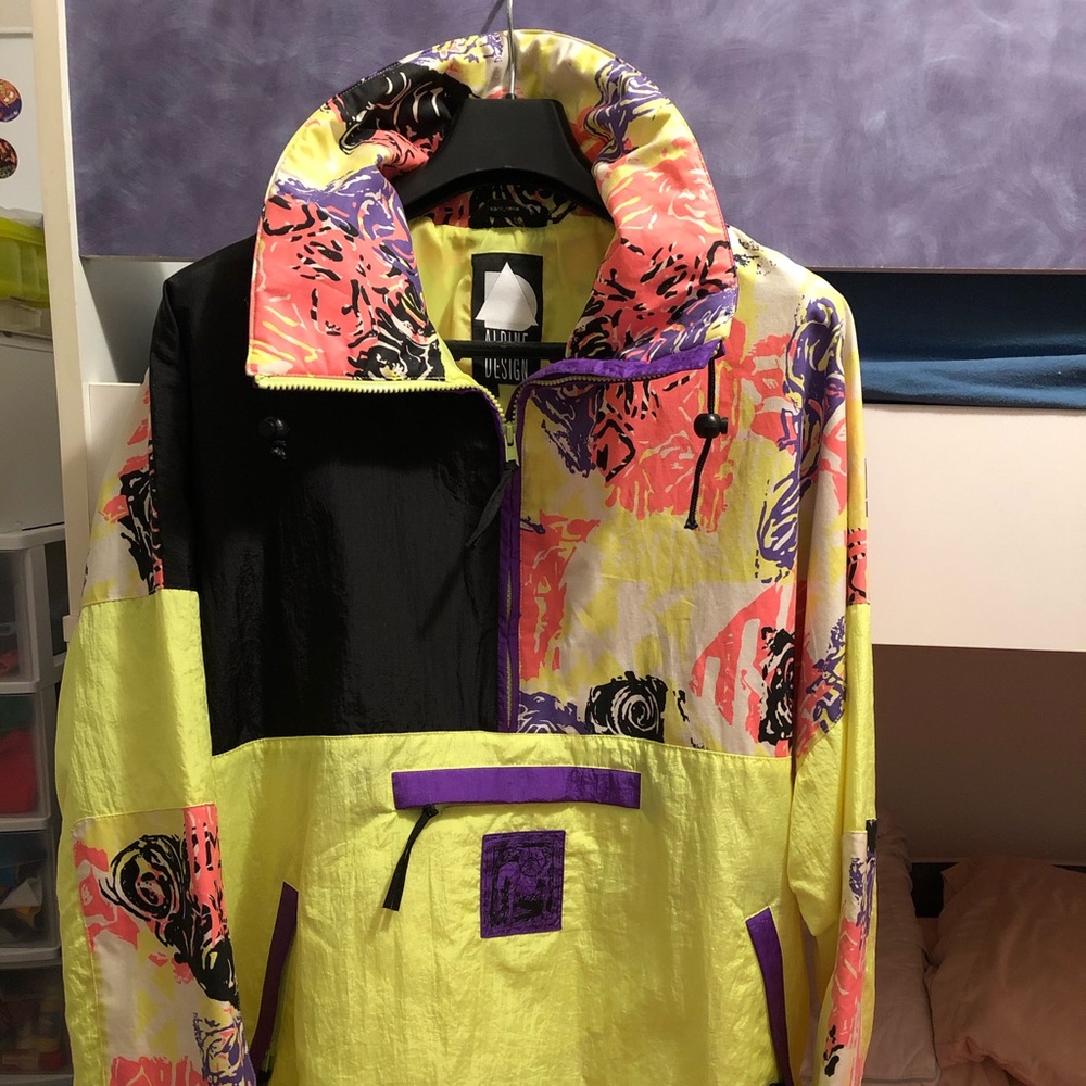 Alpine design L retro RARE windbreaker with pouch